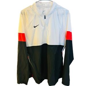 Vintage Nike Jacket Medium White Black Red Track Windbreaker Dual Side Zips